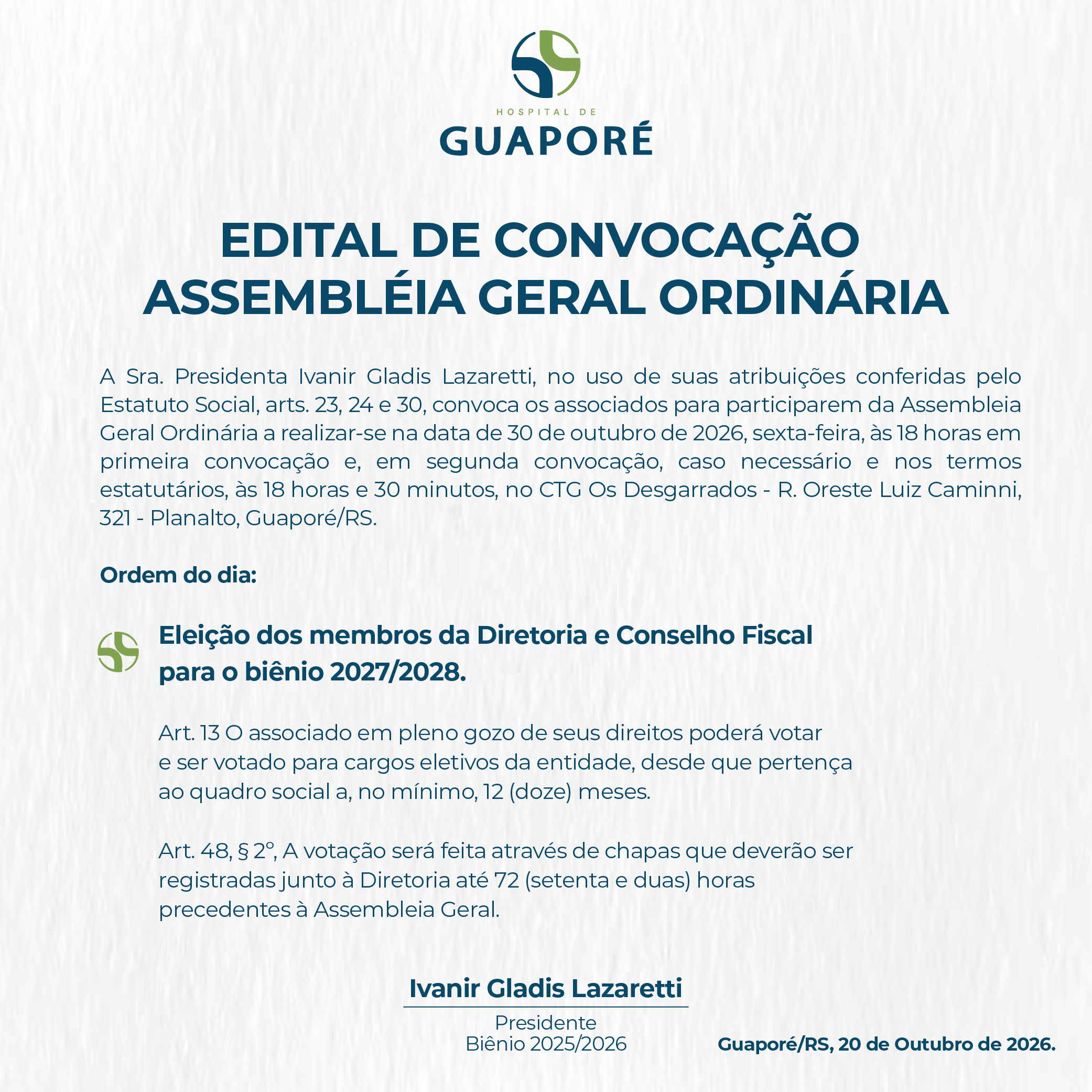 ASSEMBLEIA GERAL ORDINÁRIA
