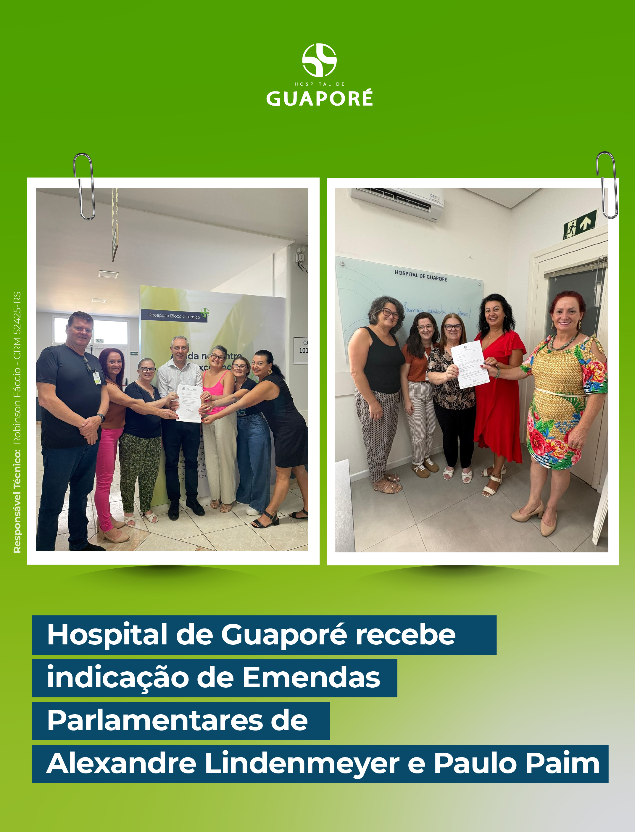 Hospital de Guaporé Recebe Indicações de Emendas Parlamentares de Alexandre Lindenmeyer e Paulo Paim